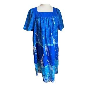 Anthony Richards mumu housecoat dress Women’s Medium Giraffes Blue House Dress